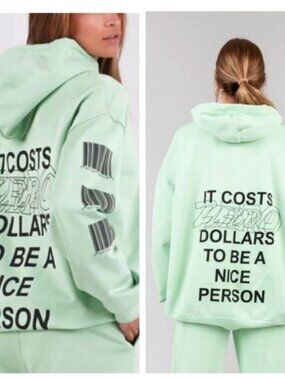 THE MAYFAIR GROUP It Costs Zero Dollars Barcode Graphic Hoodie Womens One Size